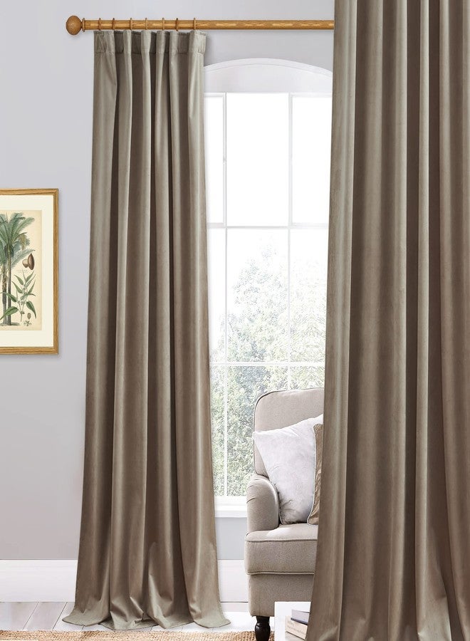 StangH 120 inches Long Camel Beige Velvet Curtains, Extra Long High Ceiling Sliding Door Covering Room Darkening Thermal Window Drapes for Dining Room/Cafe Store, W52 x L120, 1 Panel - Image 1
